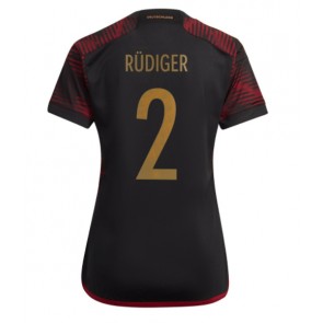 Tyskland Antonio Rudiger #2 kläder Kvinnor VM 2022 Bortatröja Kortärmad